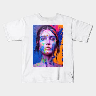 Painted Insanity Dripping Madness 1 - Abstract Surreal Expressionism Digital Art - Bright Colorful Portrait Painting - Dripping Wet Paint & Liquid Colors Kids T-Shirt